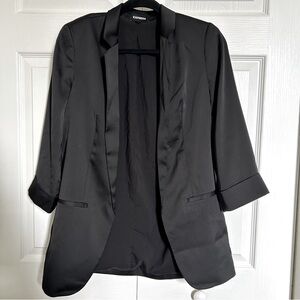 Express Black Satin Open Blazer Sz S Worn Once